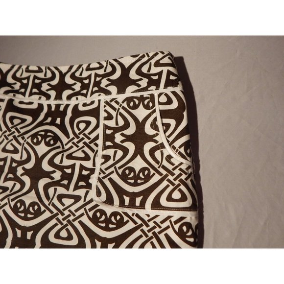Ann Taylor  Size 8P Brown/White Geometric Print Skirt - Picture 3 of 7